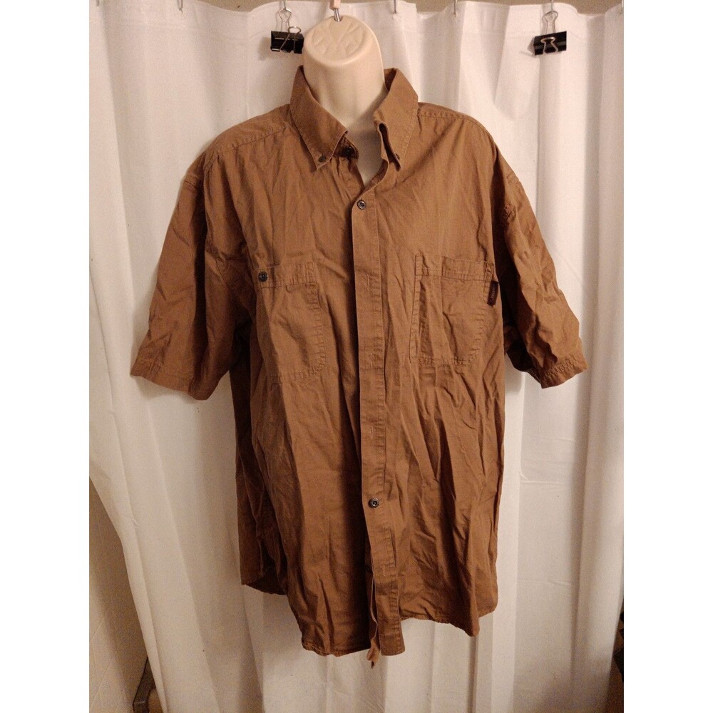 Wolverine brown canvas short-sleeve button-up workwear shirt XLTG